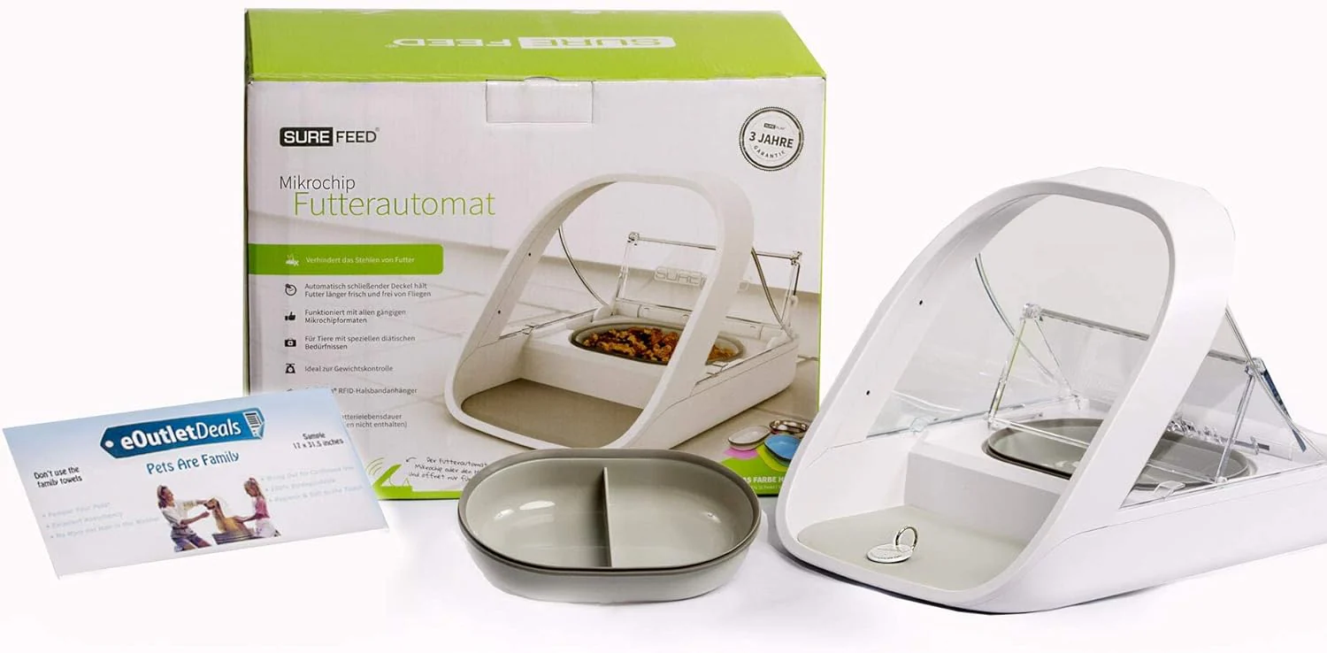 Distributeur automatique de croquettes pour animaux - Distributeur à puce électronique - MPF001 - Convient aux aliments humides et secs - Serviette pour animaux offerte (eOutletDeals)