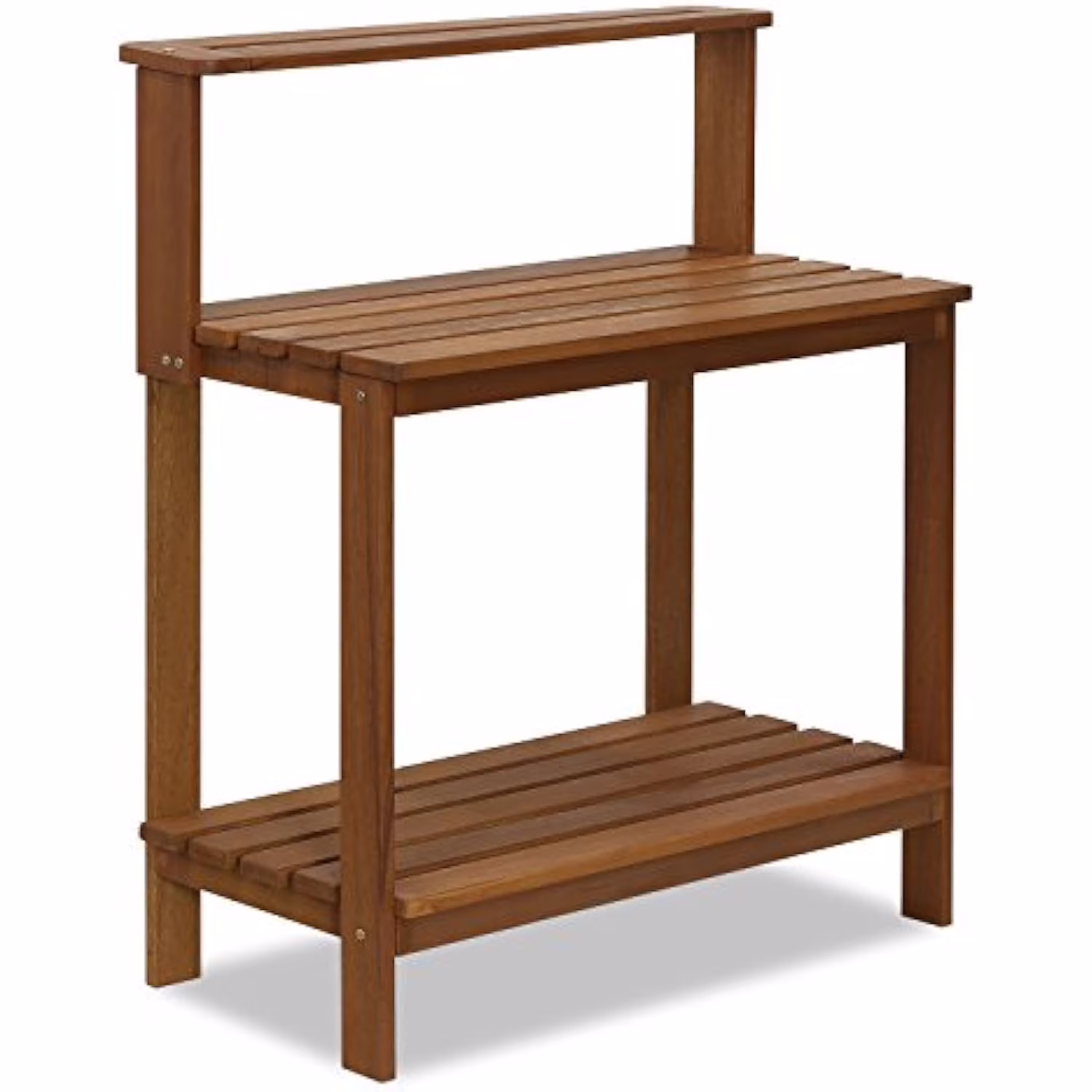 Outdoor Waterproof Hardwood Potting Bench - Durable Garden Storage Table for Patio, Natural Finish, 48x24in