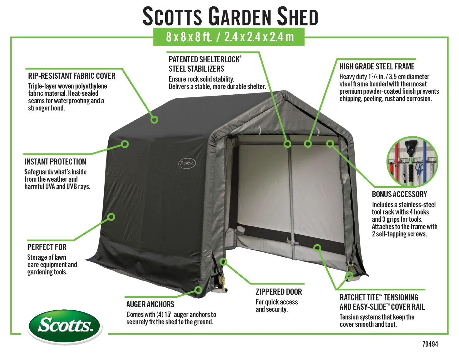 Scotts Garden Shed 4 X 4 X 6�� Green Peak