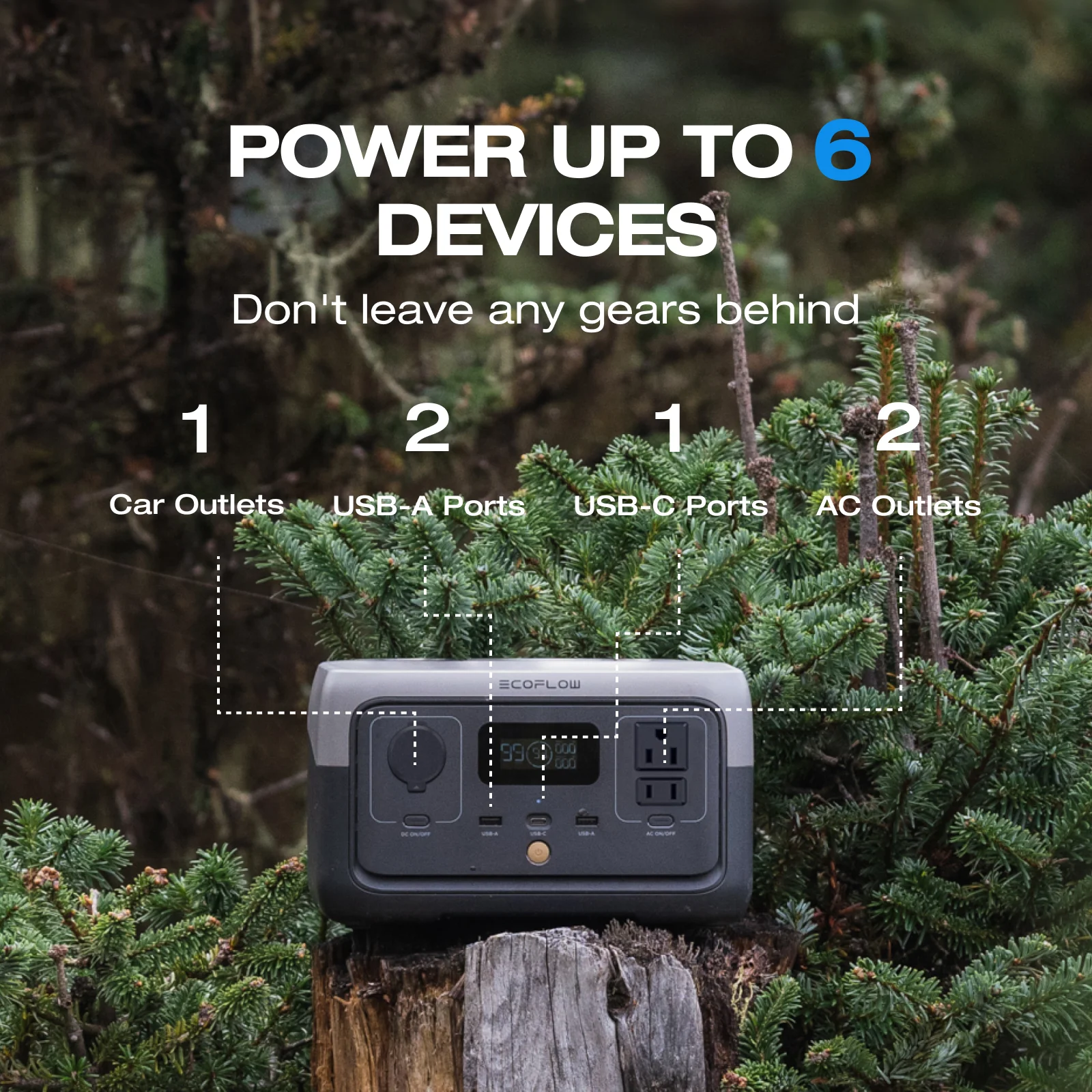 EF Portable Power Station RIVER 2 240,243wh LiFePO4 Battery/1 Hour Fast Charging, 600W Output Solar Generator (Solar Panel Optional) for Outdoor Camping,Home Use,RV,Walmart Exclusive - Image 9