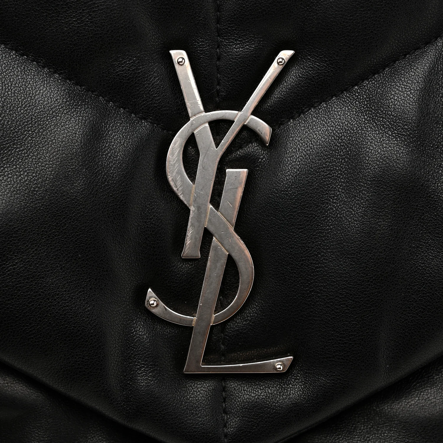 Lambskin Quilted Medium Loulou Puffer Monogram Chain Satchel Black