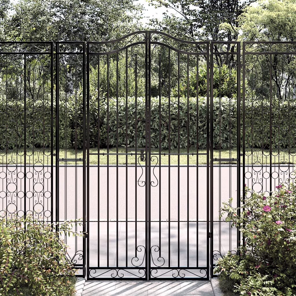 vidaXL Garden Gate Ornamental Fence Gate with Bolt Hinge Trellis Wrought Iron