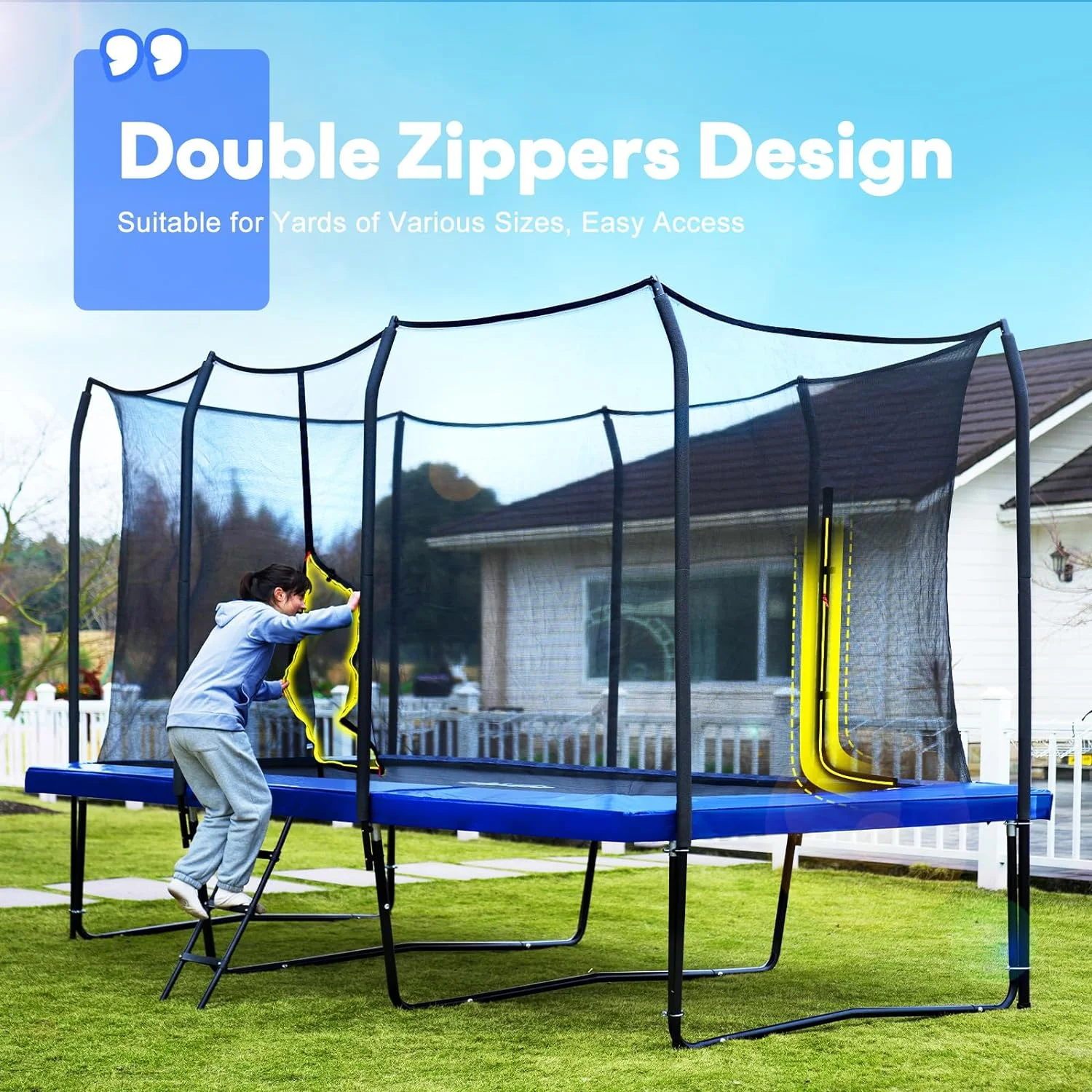 1500LBS Capacity Rectangle Trampoline 9X15FT 8X14FT Outdoor Square Gymnastics Trampolines for Kids Adults Long Tumbling Trampoline(8' x 14') - Image 4
