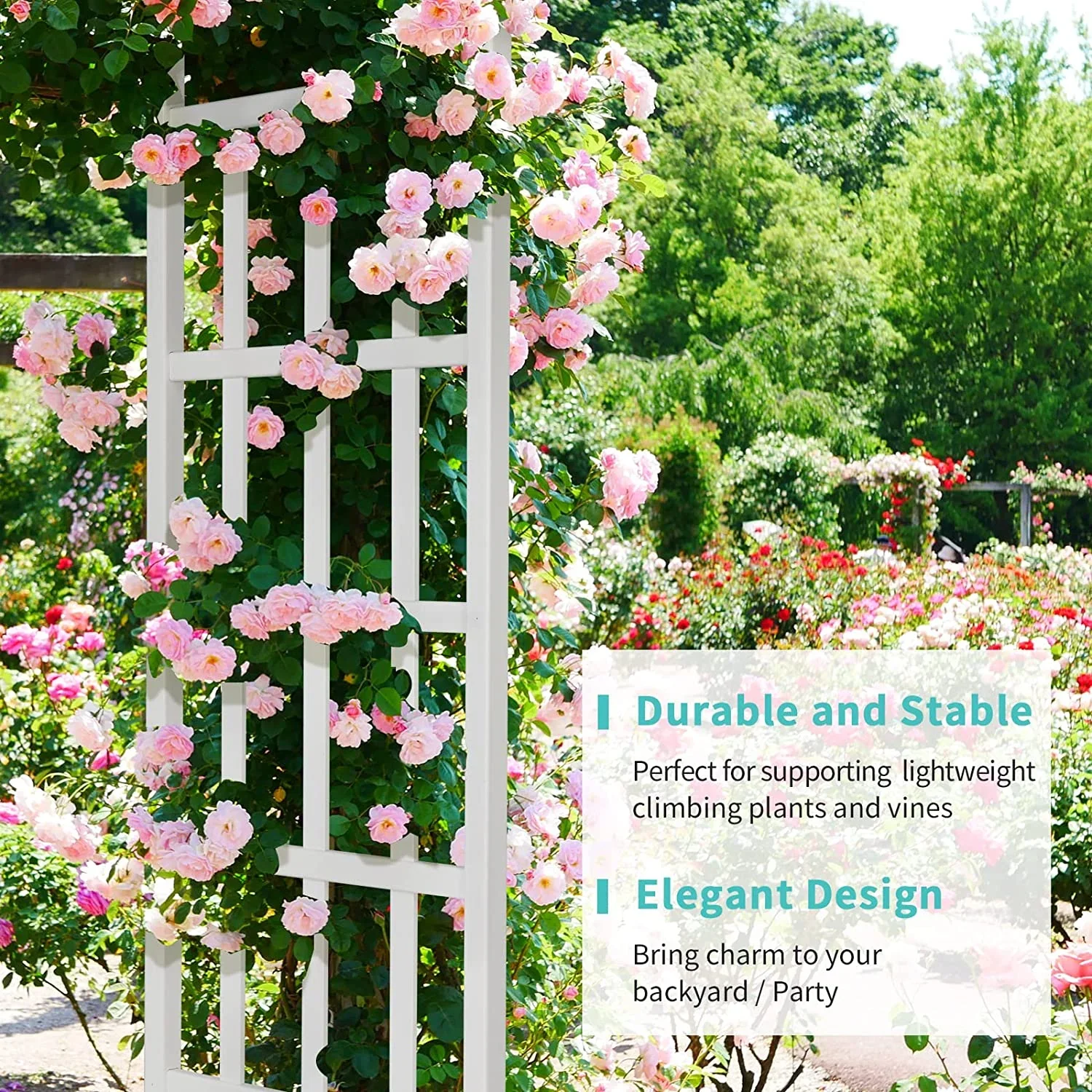 VINGLI Garden Arbor 86.22 White PVC Arch Trellis, Weather-Resistant for Climbing Plants