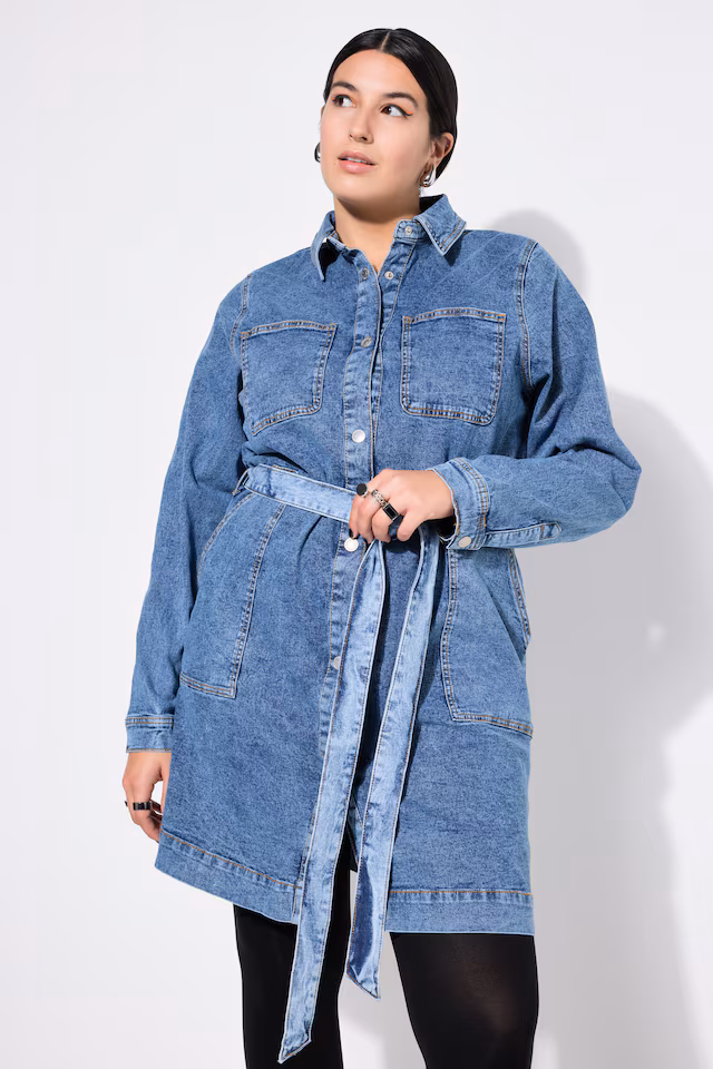 Denim Tie Belt Shirt Dress