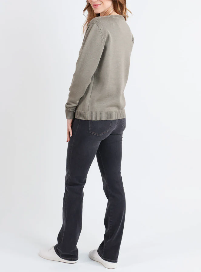 Cardigan femme en laine jersey épais Vert Olive