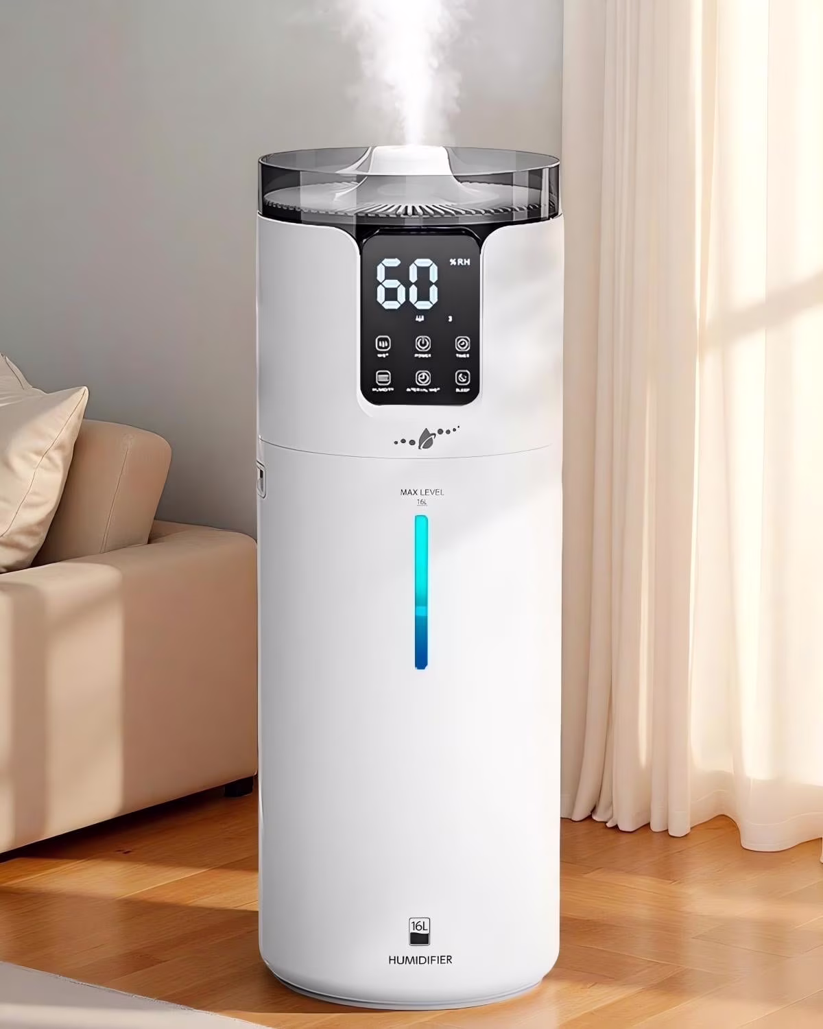 Whole House Humidifier for home, 16L/4.2Gal, 1500 sq.ft., Ultrasonic Cool Mist Humidifier for Room, White