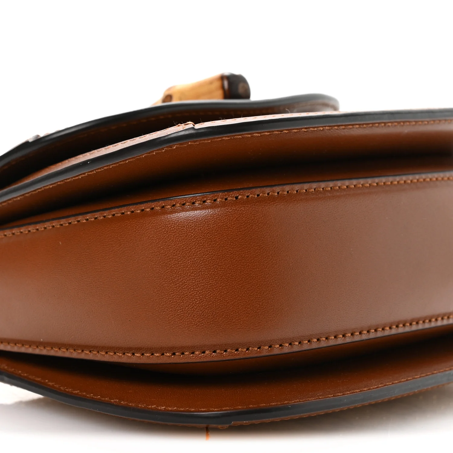 New Canvas Charisma Calfskin Crystal GG Monogram Small Bamboo 1947 Top Handle Bag Camel Ebony