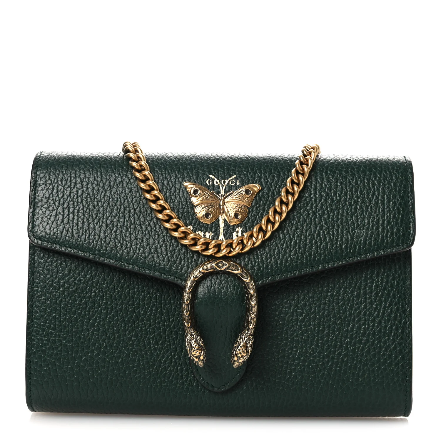 Calfskin Garden Dionysus Chain Wallet Emerald