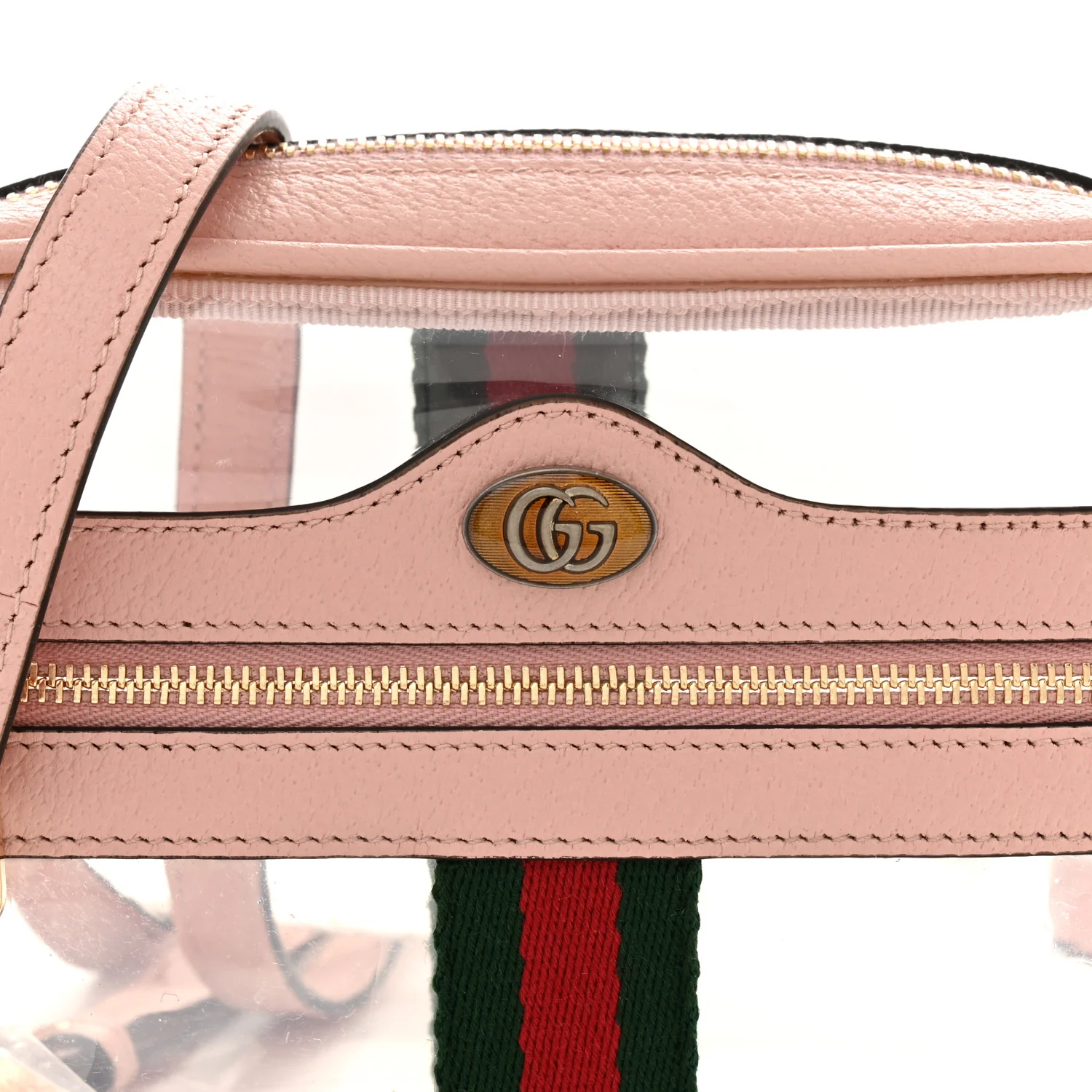 Vinyl Web Mini Ophidia Transparent Shoulder Bag Perfect Pink