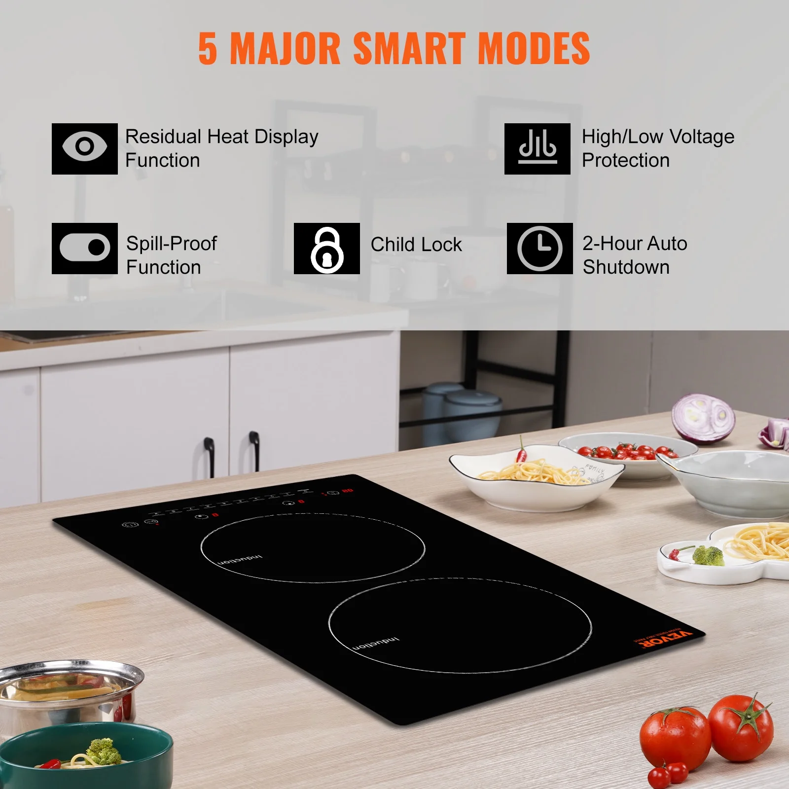BENTISM 12 inch Electric Cooktop 2 Burners 1800W Stove Top Touch Control(12"/2 Burners/1800W)