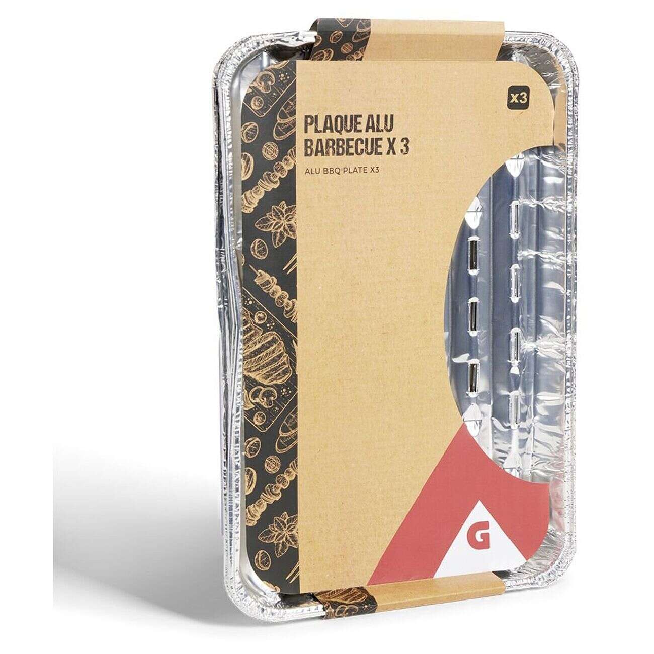 Lot de 3 plaques de cuisson pour barbecue en aluminium