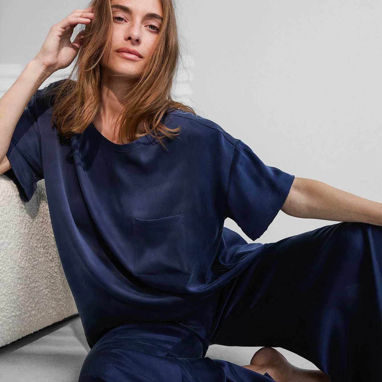 Washable Silk Tee Pant Set