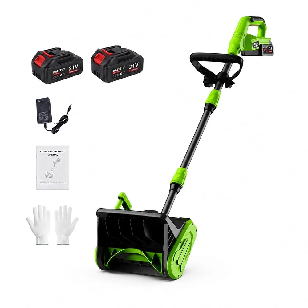 14" Cordless Snow Shovel w/ 2 Batteries, 830W Electric Snow Blower