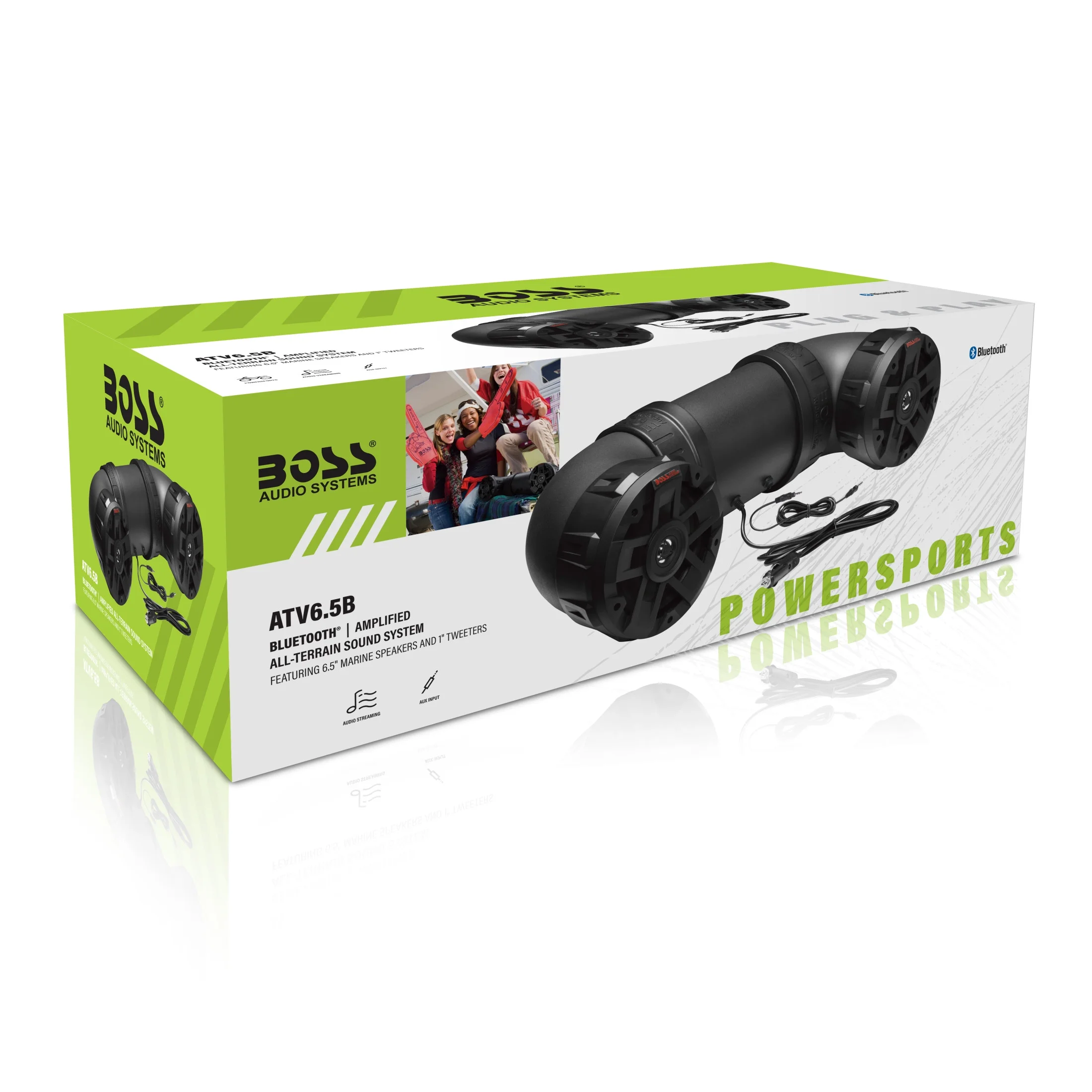 BOSS Audio Systems ATV6.5B ATV UTV Sound System - 6.5 in Speakers, 1 in Tweeters, Full Range, IPX5 Weatherproof, Bluetooth, Built - in Amplifier, Golf Cart Compatible