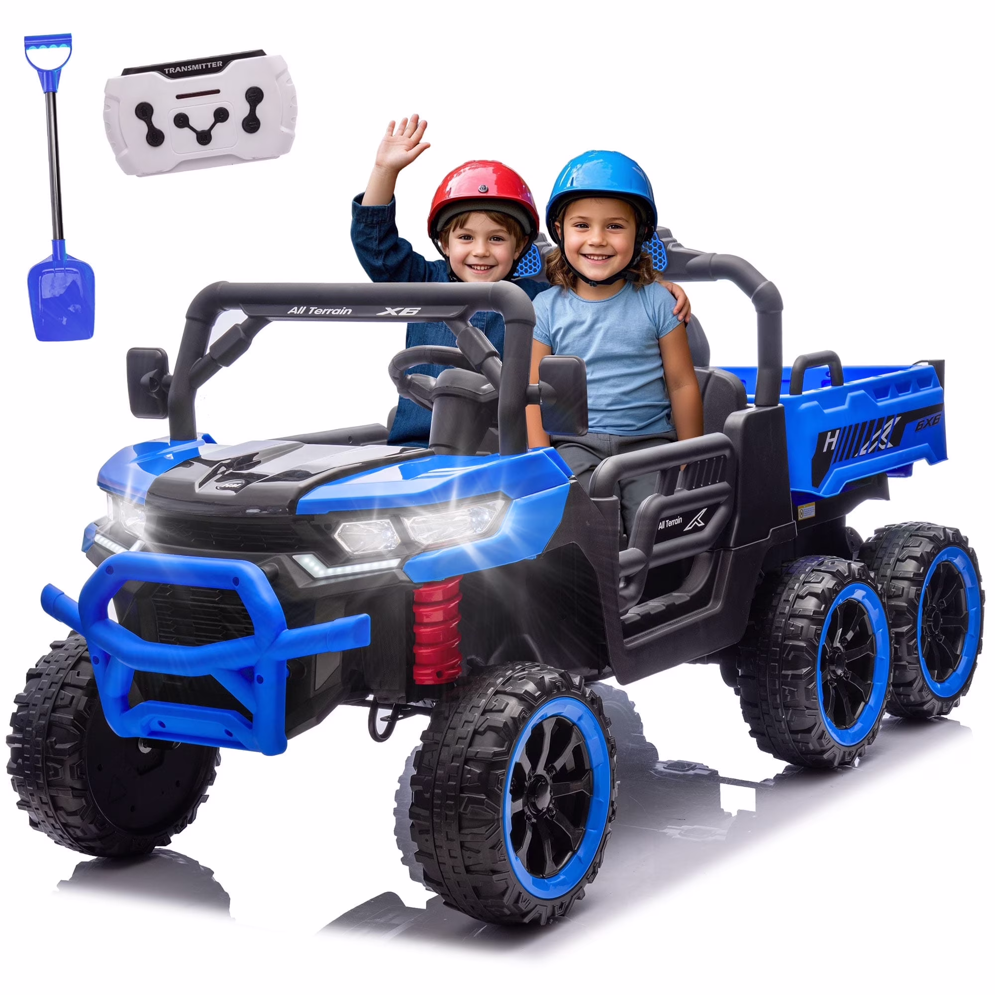 24V 2 Seater Kids Ride on Car Truck, Ride on UTV W/ 2x200W Motor, 24 Volt Ride on Toys W/ Dump Bed/Shovel, Electric Car for Kids W/ Durable Tires, LED Light, Music, Remote Control, Black(L-4X4/Black) - Image 3