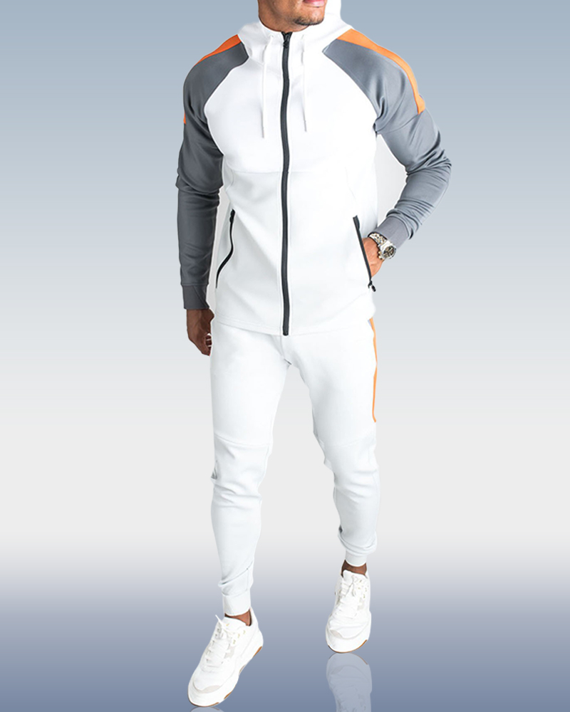 Ensemble deux pièces de sport décontracté pour homme, couleurs contrastées