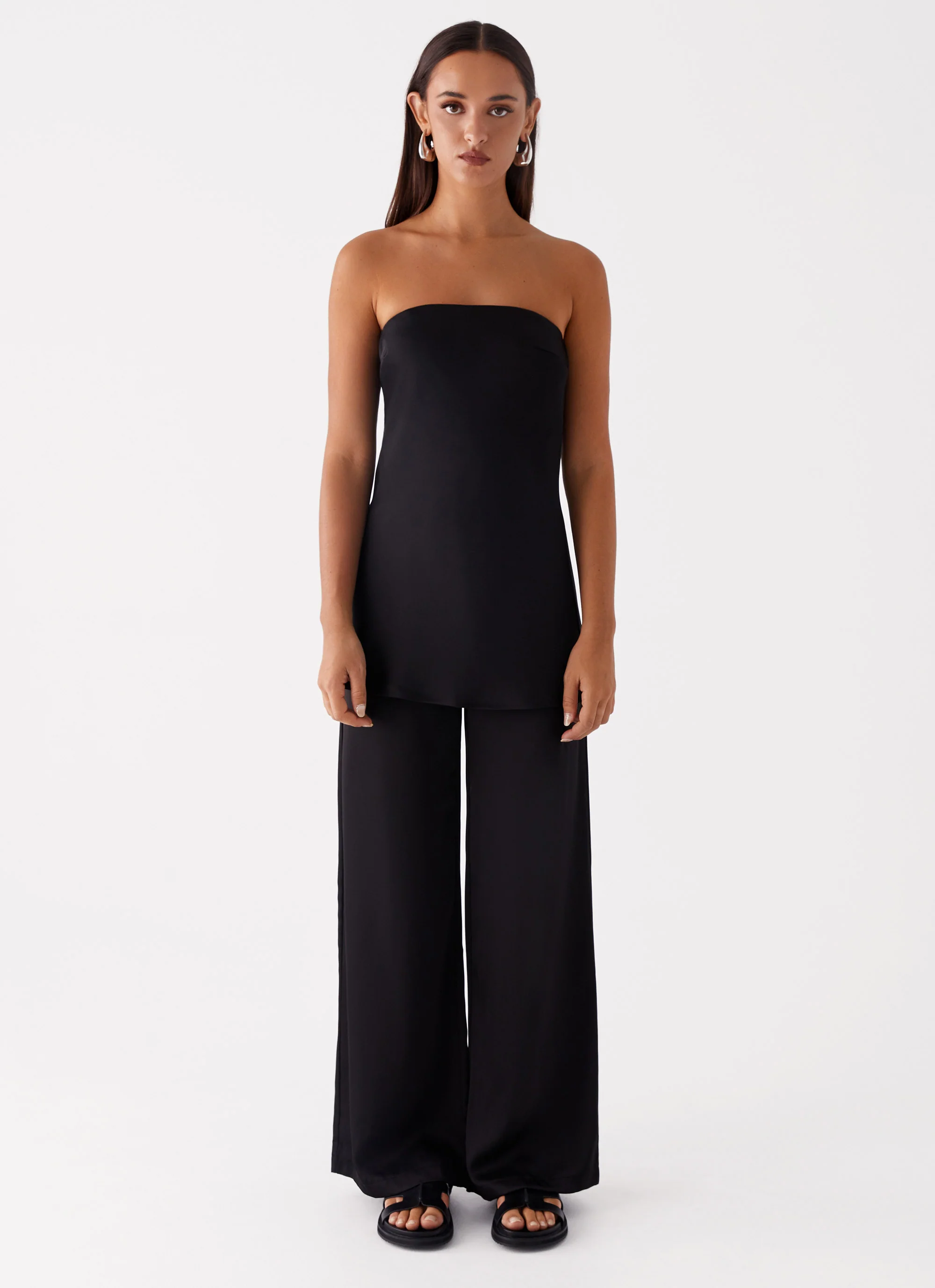 Zoey Satin Tube Top - Black