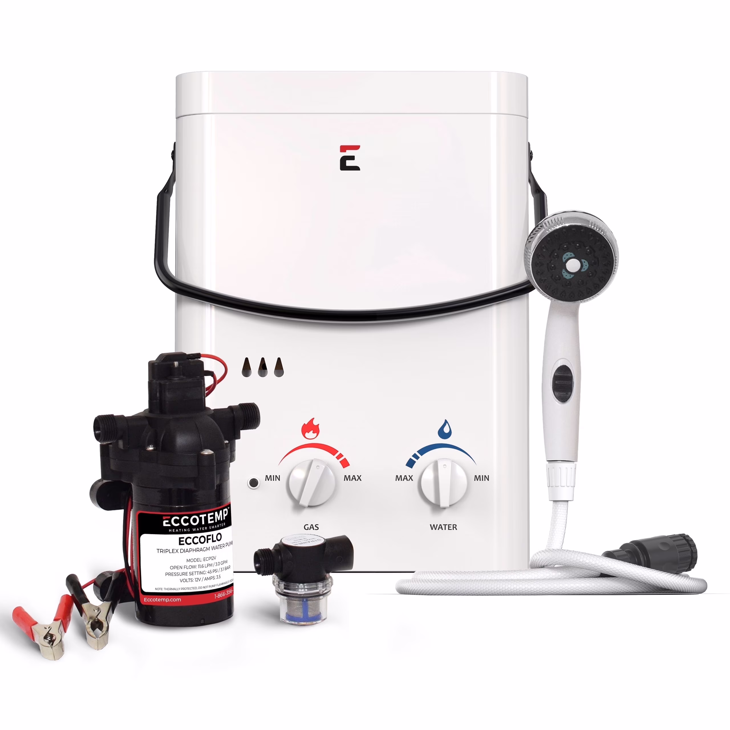Eccotemp L5 Portable Outdoor Tankless Water Heater W/ 12V Pump and Strainer
