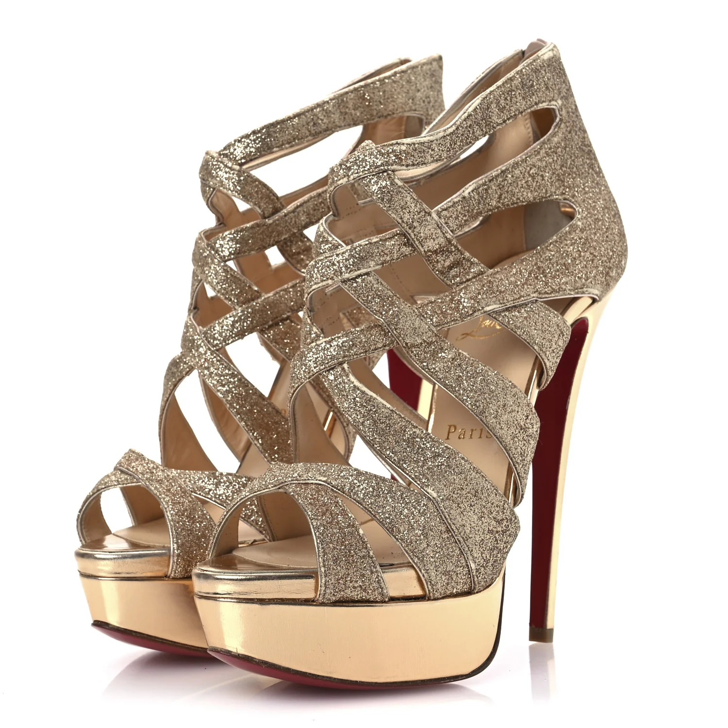 Glitter Mini Specchio Balota Platform Sandals 37.5 Gold