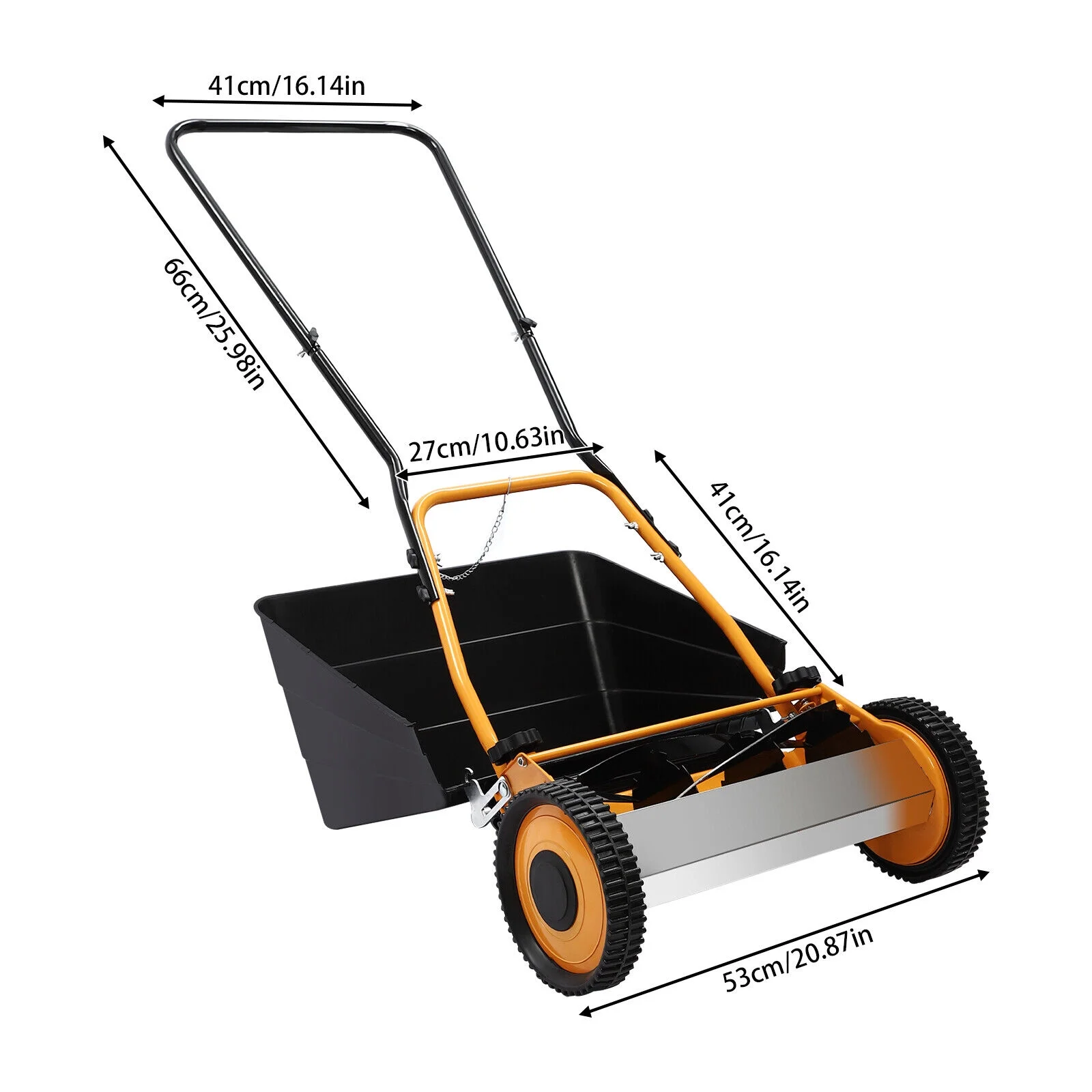 Modern 16" Lawnmower, Manual Wheeled Lawn Mower, Hand Push Lawn Mower 2-in-1 Function With 2 Wheels For Villas, Homes, Backyards - Image 2