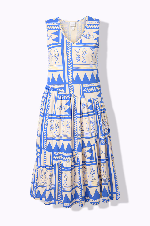 Eco Cotton Geometric Fish Print Dress