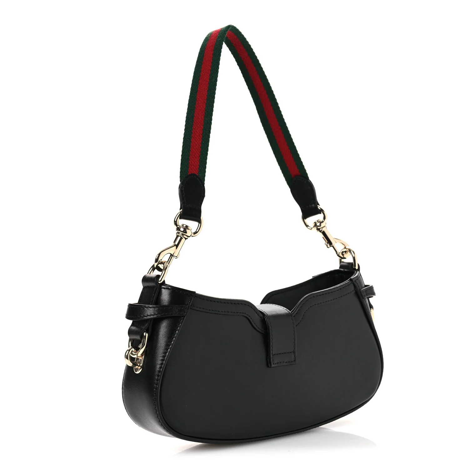 Calfskin Mini Moon Side Shoulder Bag Black