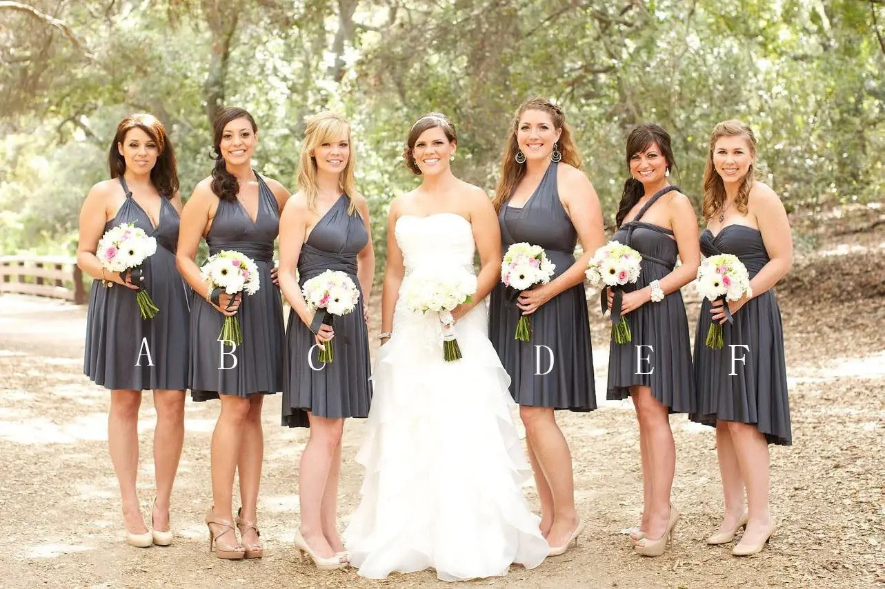 Pretty Chiffon Grey Short Pleats A Line Bridesmaid Dress DMG67