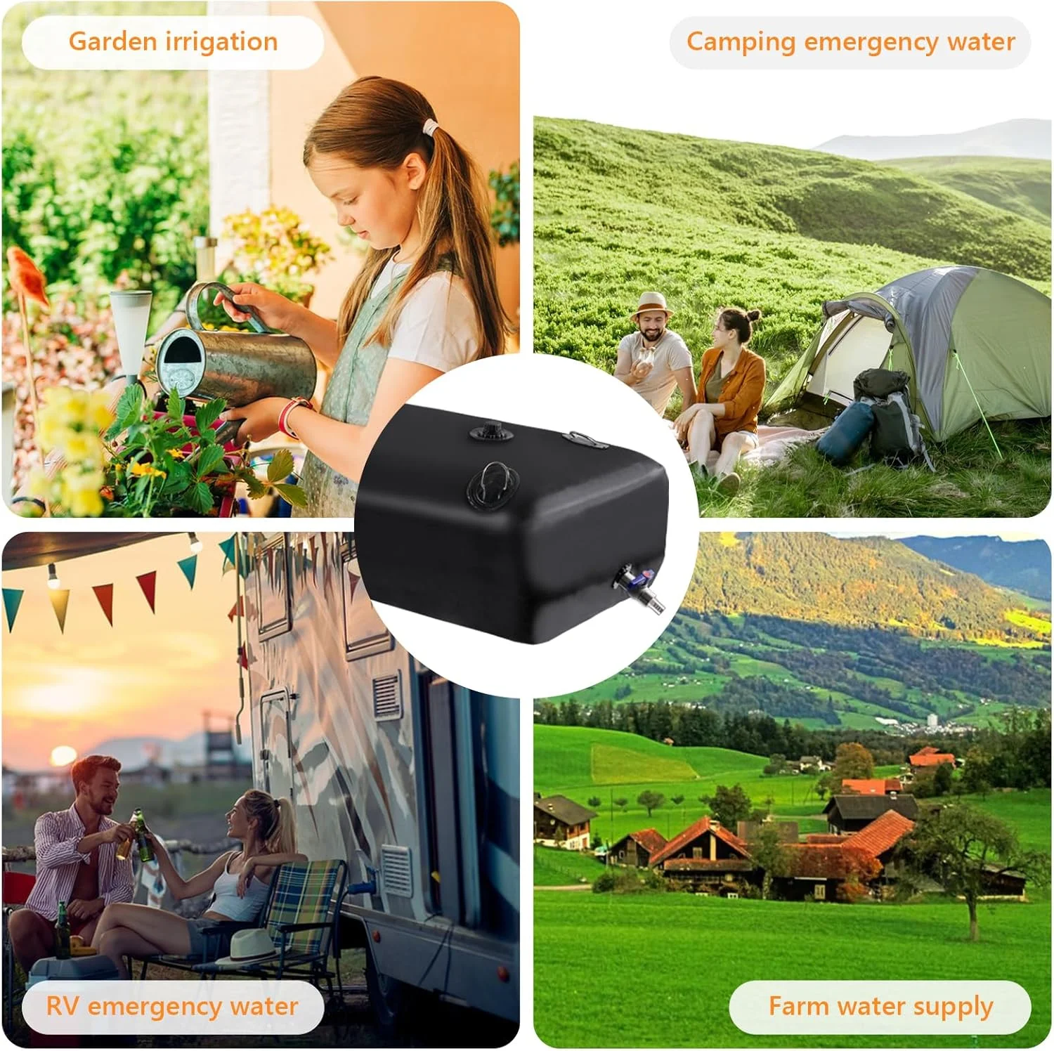 Water Storage Bladder, Water Tank 65 Gallon Foldable Portable Water Storage, Large Water Storage Containers with 3/4" PVC Spigot and Overflow Kit for Camping, Garden, Emergency Water Storage(Black/65 gal) - Image 7