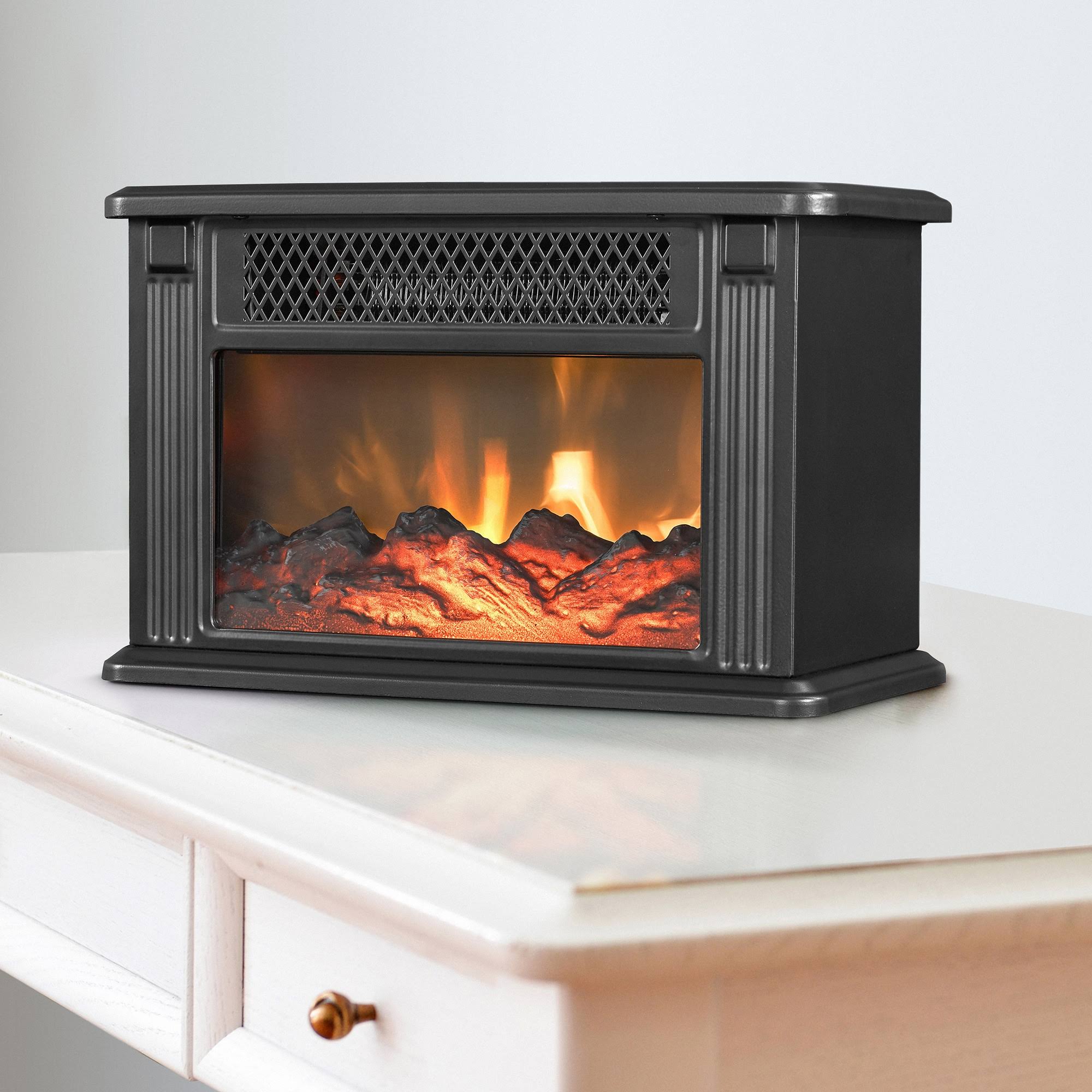 Style Selections 14.6-in W Black Fan-Forced Electric Fireplace