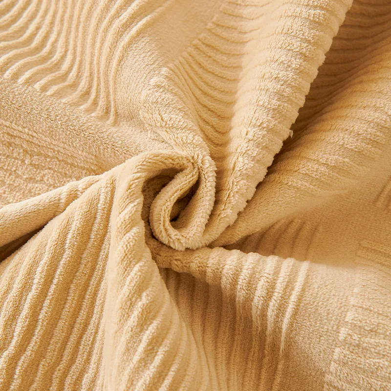 Plush Cream Geometric All Seasons Non-Slip Couch Cover
