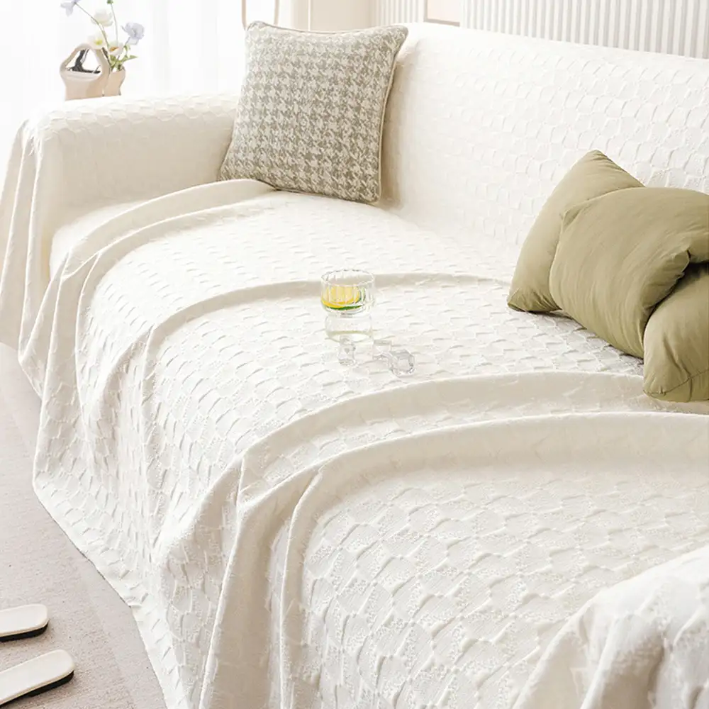 Textured Cooling Ice Silk Skin-Friendly Breathable Sofa Blanket Washable Recliner Slipcover