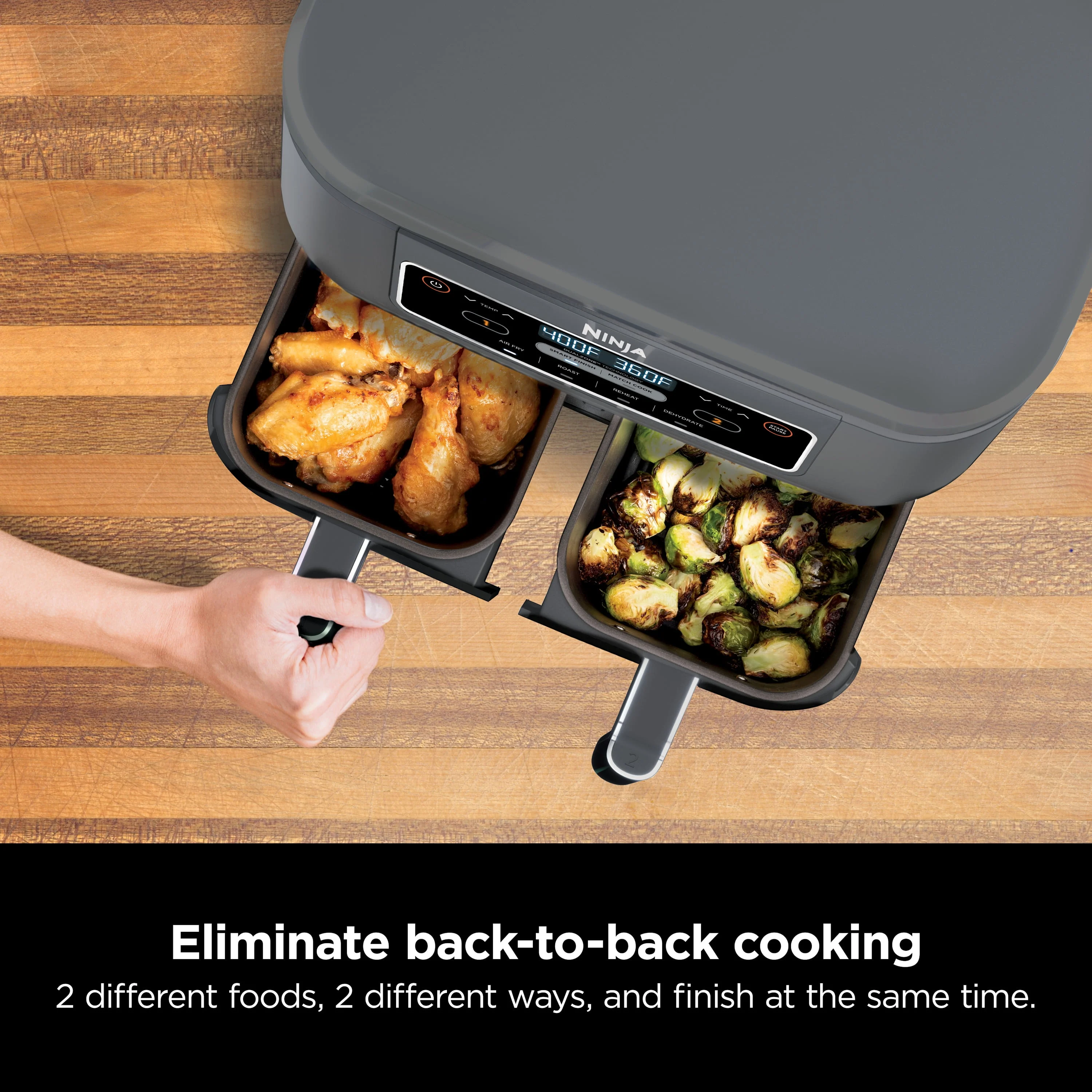 Ninja Foodi 4 In1 8 - Quart. 2 Basket Air Fryer with Dualzone Technology Air Fry, Roast, and More, DZ100WM