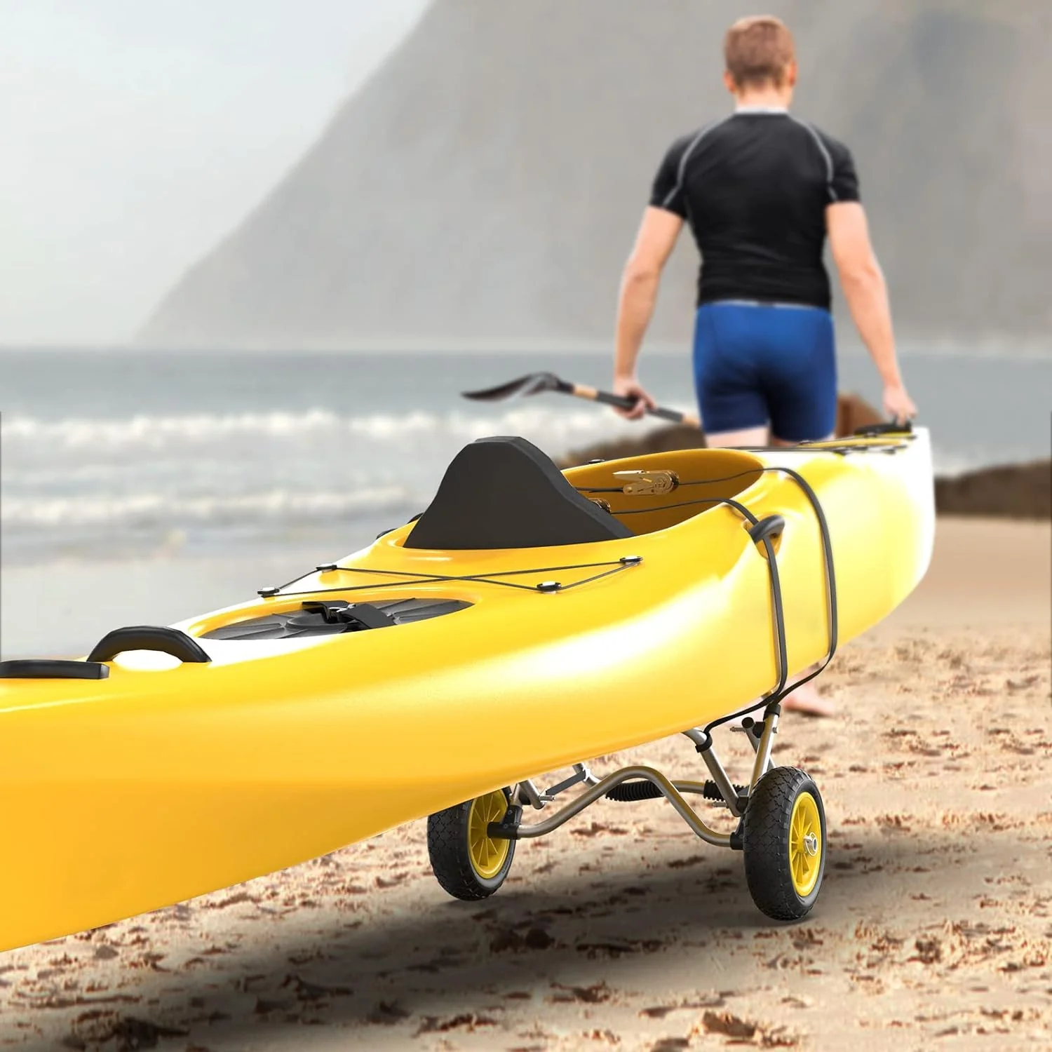 Kayak Cart Dolly Kayak Wheels Detachable Canoe Cart with Solid Tires and Kickstand Kayak Trolley
