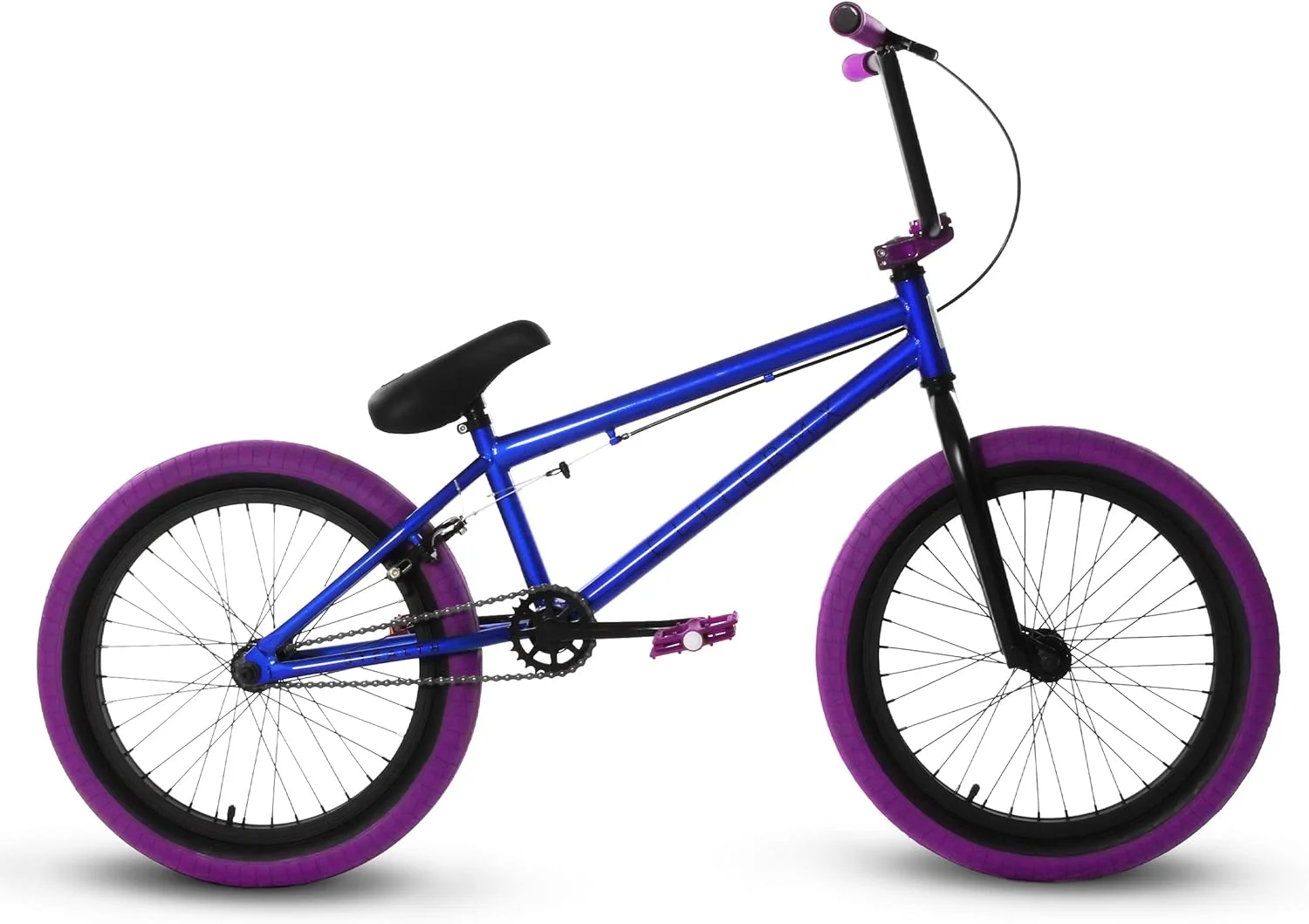 BMX Bicycle 20” Freestyle Bike Stealth Blue Purple Ideal for Ages 7 to 18 Years(20.5 in/Blue Purple) - Image 6