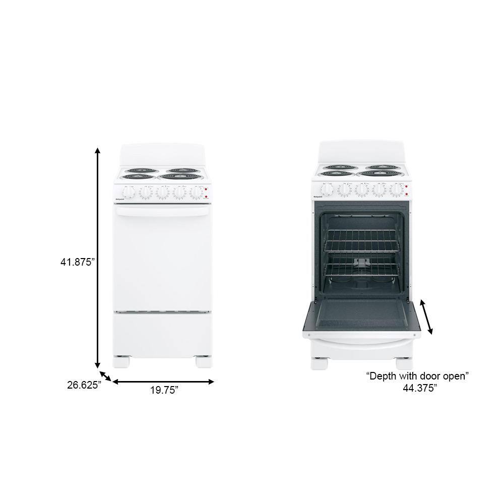 Cuisinière électrique autoportante blanche à 4 brûleurs de 51 cm (20 po)
