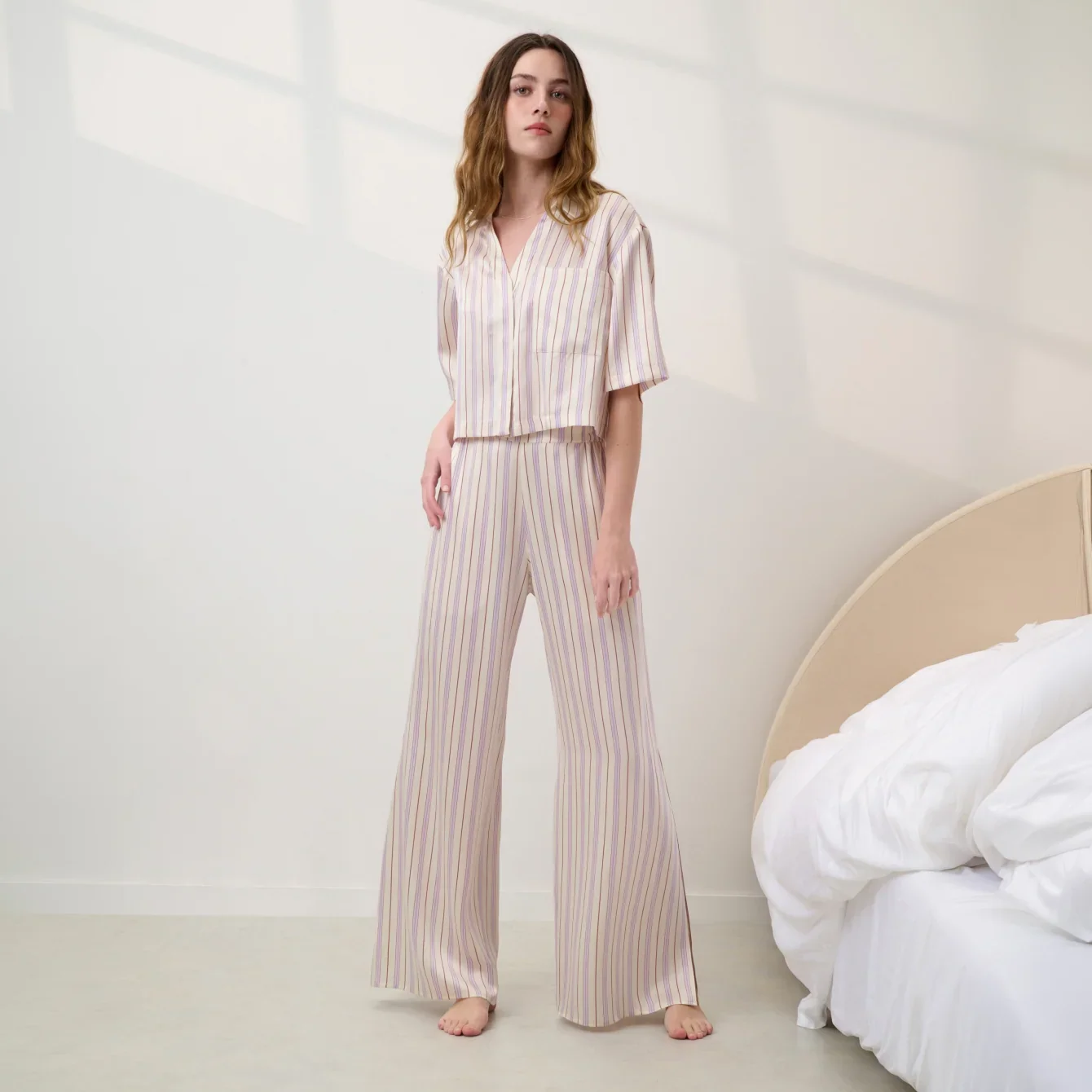 Washable Silk High Rise Pant Set