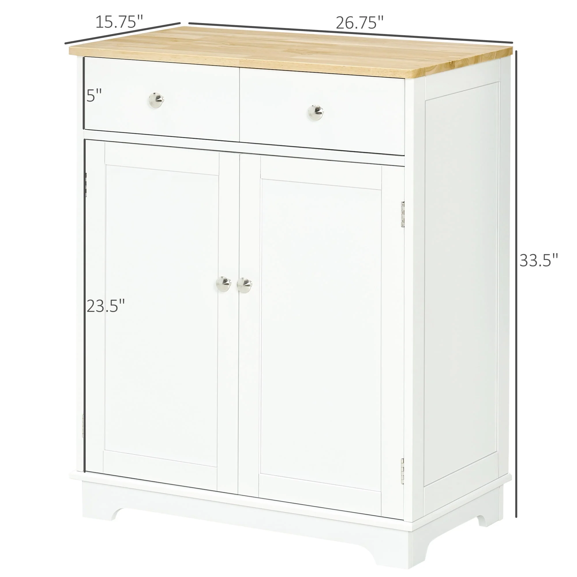 HOMCOM Space Saving Kitchen Sideboard with Functional Storage Cabinet with Adjustable Shelf for Kitchen/Living Room, White(Black)