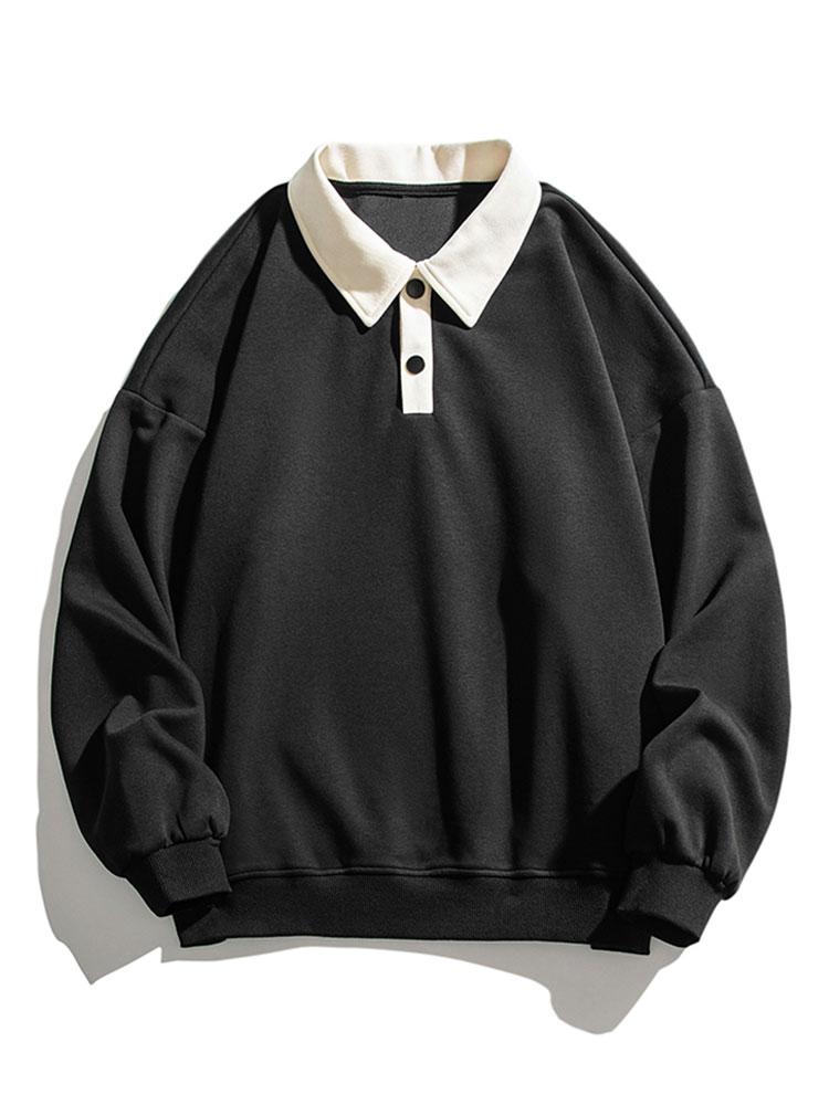 Sweat-shirt polo contrasté coupe décontractée