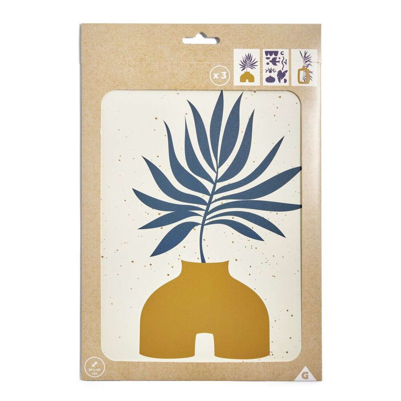 Affiche papier orange bleu et beige 30x40cm