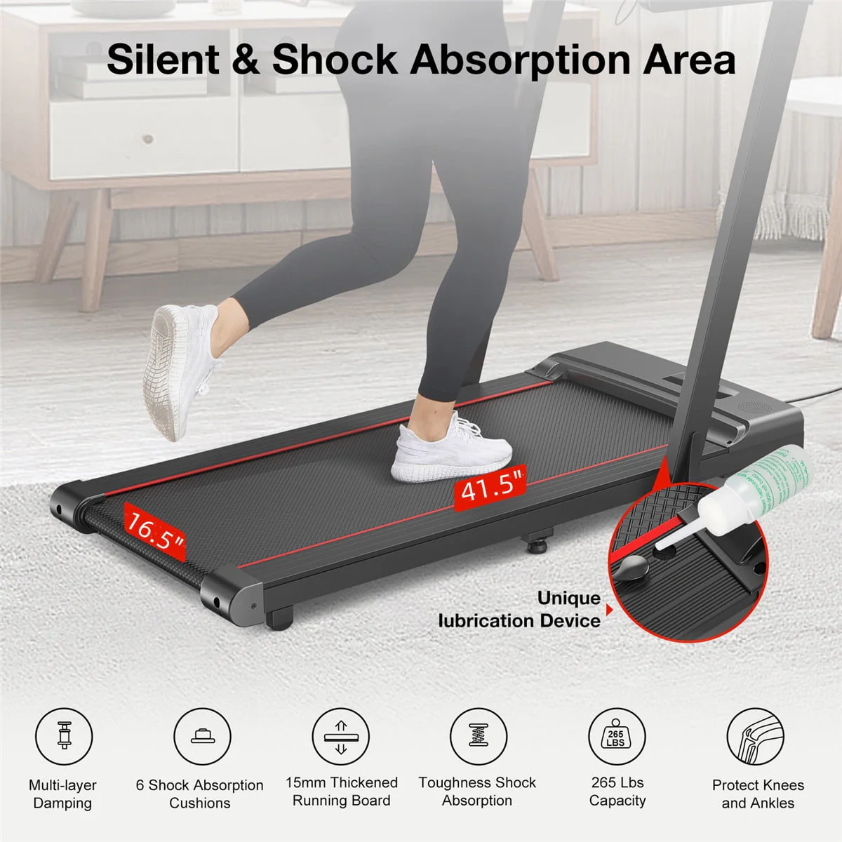 GEEMAX 3.0HP 2 in 1 Dual Display Folding Treadmill Under Desk Treadmill W/APP and 12 Pre - Set Fitness Exercise Programs & Remote Control Electric Treadmill Jogging Machine, 265 lb Capacity 0.6 - 7.5MPH