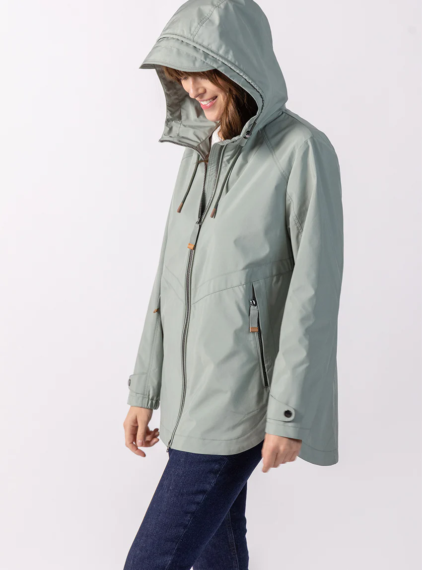 Parka femme avec capuche vert amande