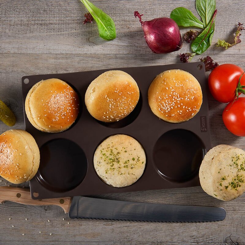 Flexiform BurgerBun bakeform til 6 stk hamburgerbrød à 8,5 cm
