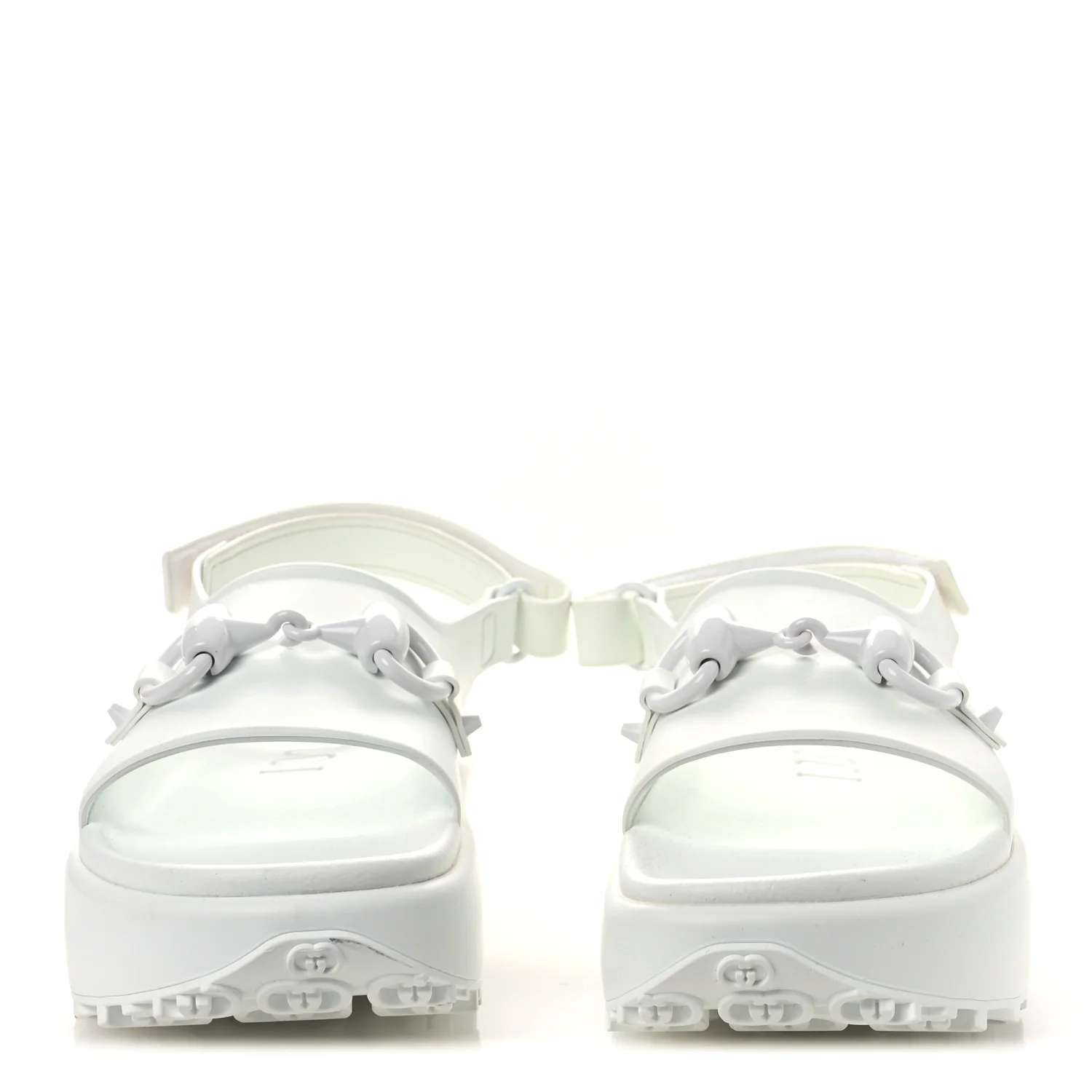 Soft Rubber Horsebit Touch Womens Strapped Sandals 38 Great White