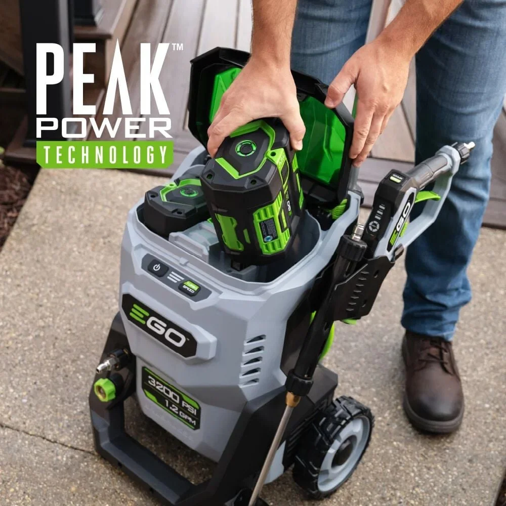 Ego Power+ 3200 Psi 1.2 Gpm Battery Powered Cold Water Pressure Washer with 5 Spray Nozzles 6.0ah Kit