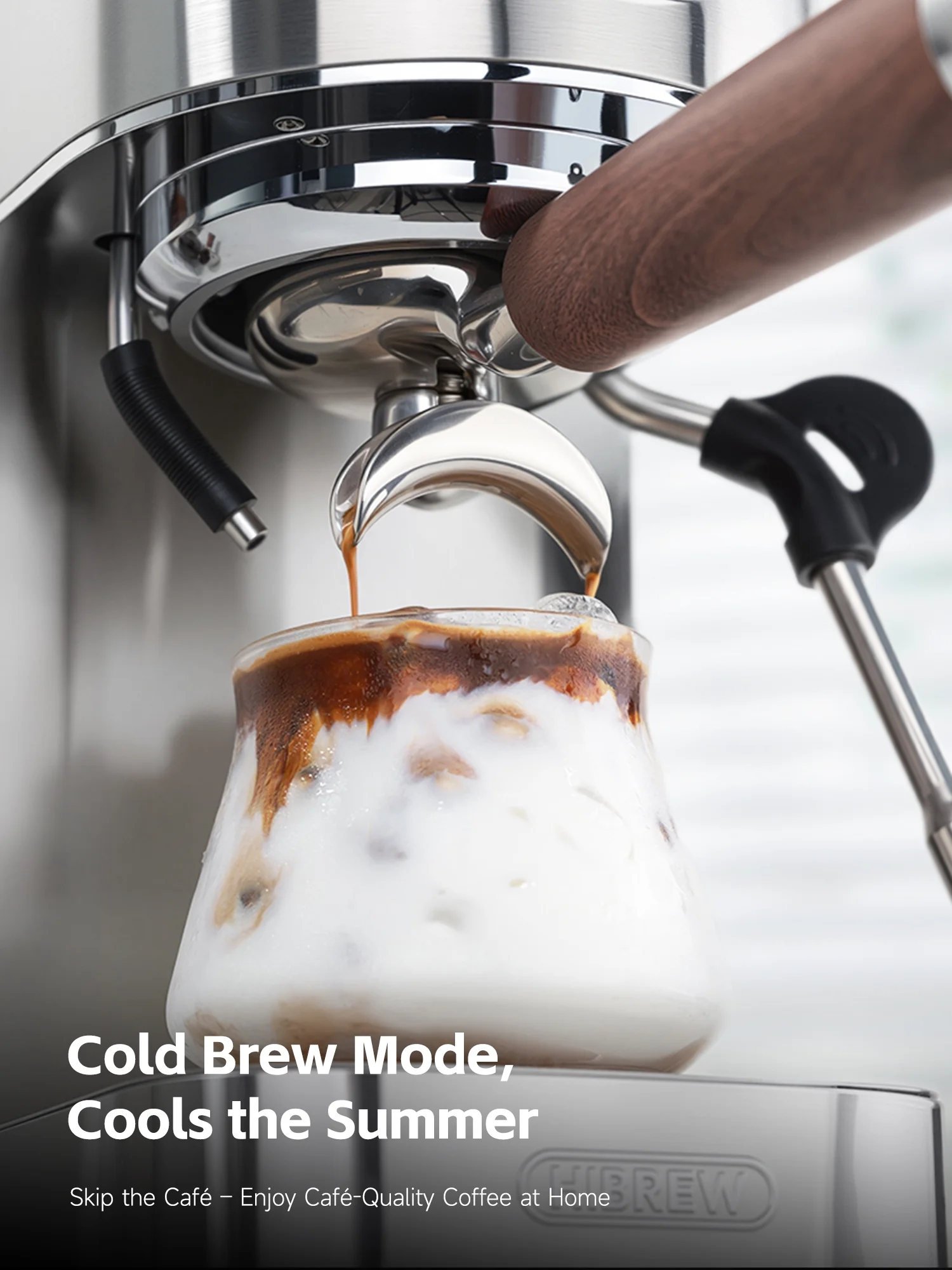 Hibrew H13 Semi - Automatic Espresso Maker - 6 Programmable Drink Modes, 1.3 L Water Tank & Adjustable Pre - Infusion