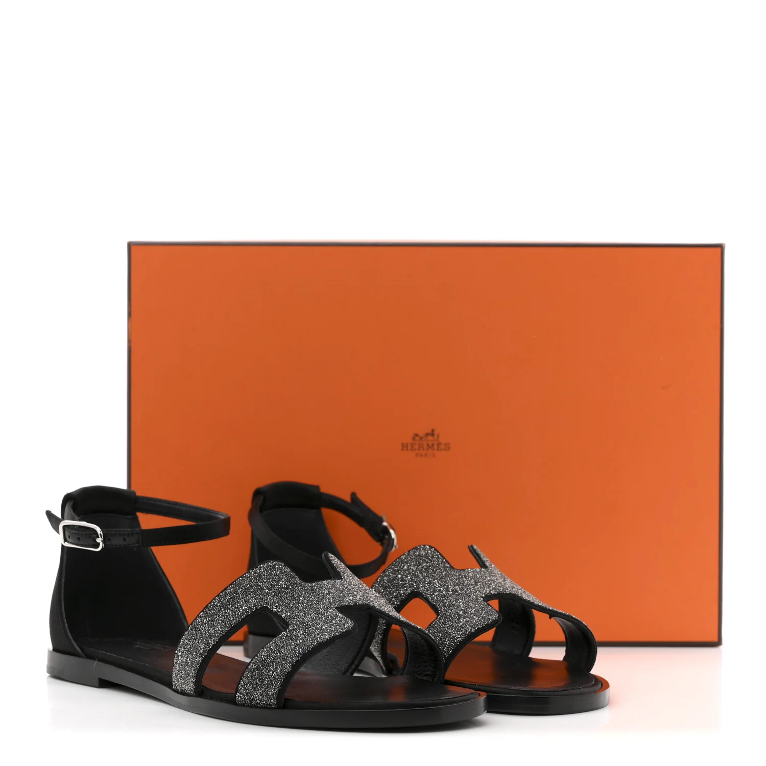 Satin Crystal Santorini Sandals 37.5 Black