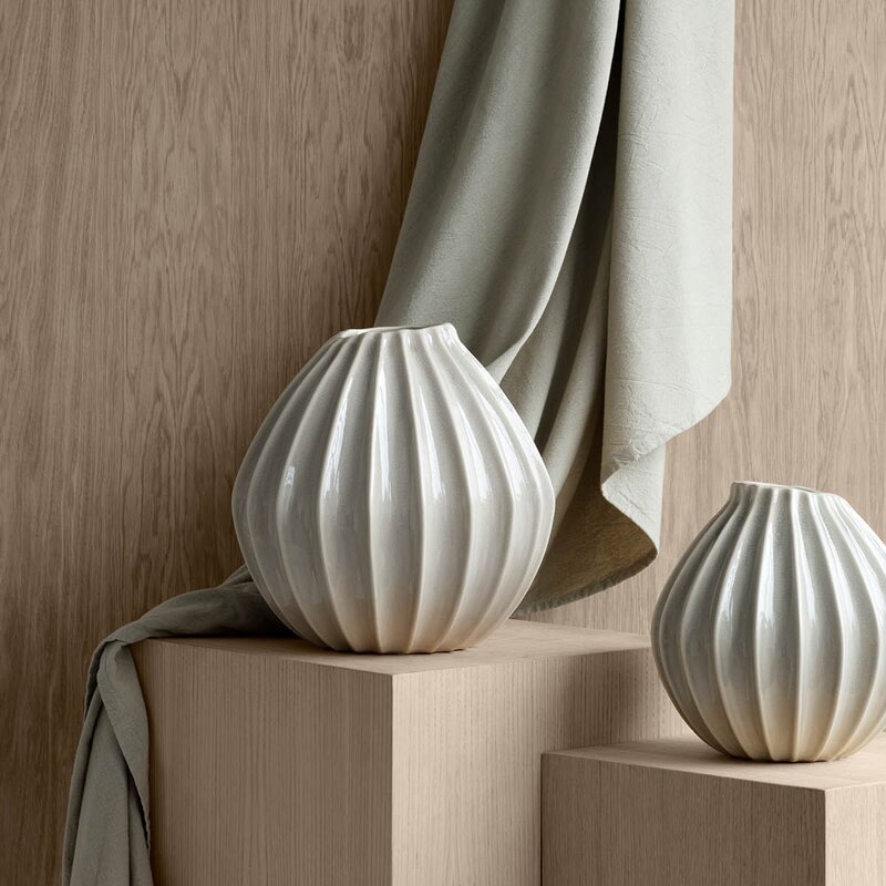 Wide vase M 25x25 cm Ivory