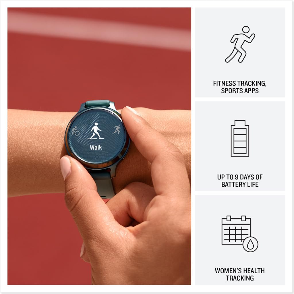 Garmin Lily® 2 Active  Small and Stylish Smartwatch  Built-in GPS  Hidden Display  Patterned Lens  Up to 9 Days Battery Life  Jasper Green with Jasper Green Silicone Band