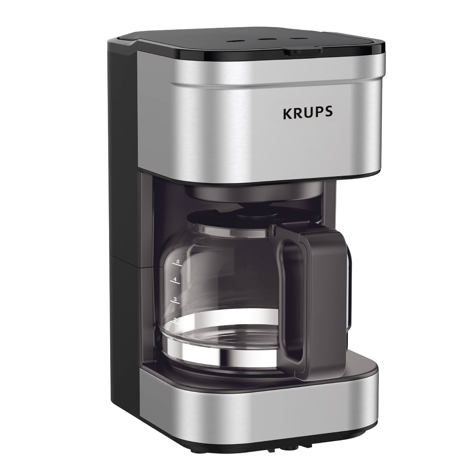 Krups KM202850 Simply Brew Compact Filter Drip Coffee Maker, 5-Cup, Silver